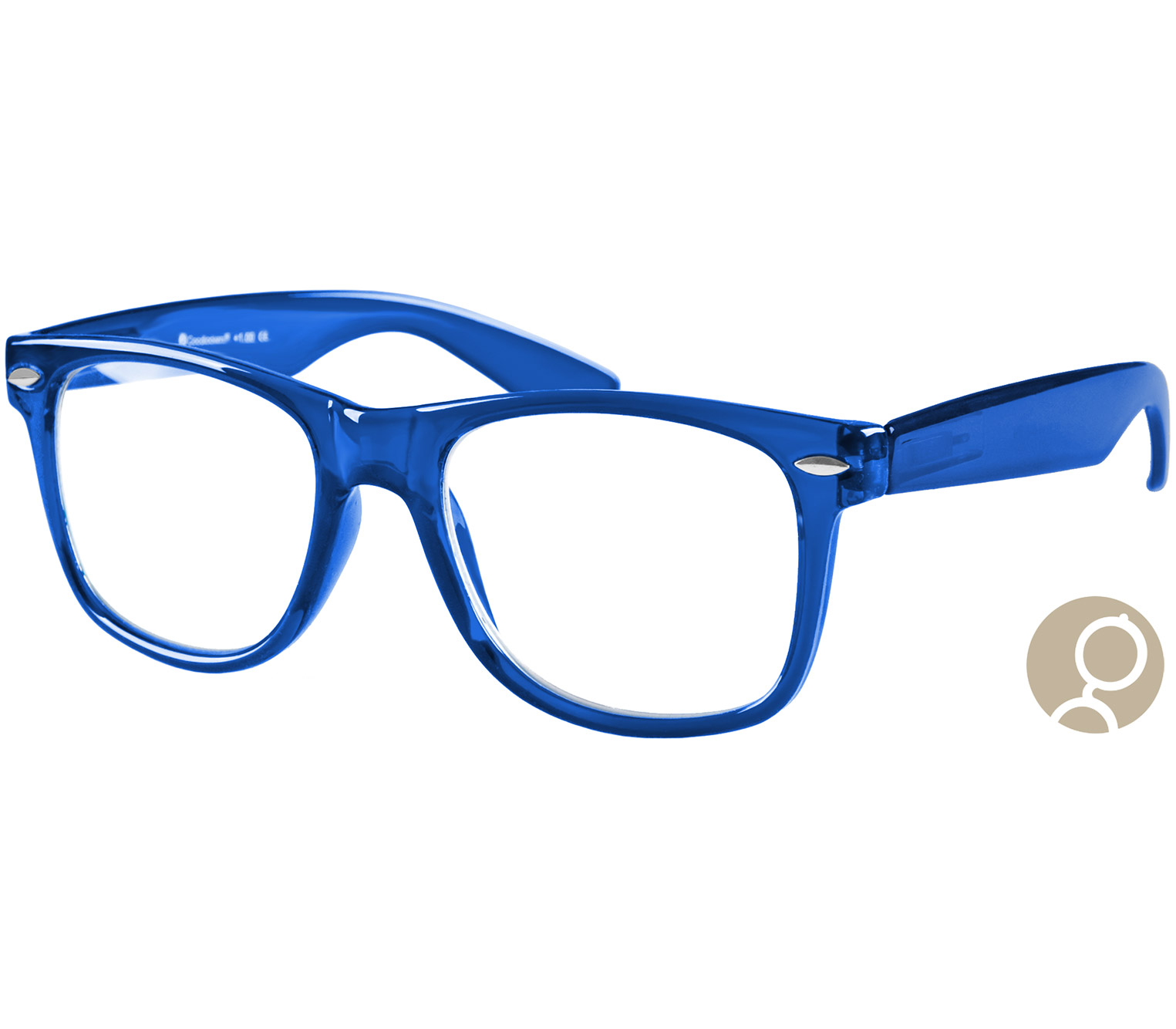 Main Image (Angle) - Billi Big (Blue) Retro Reading Glasses