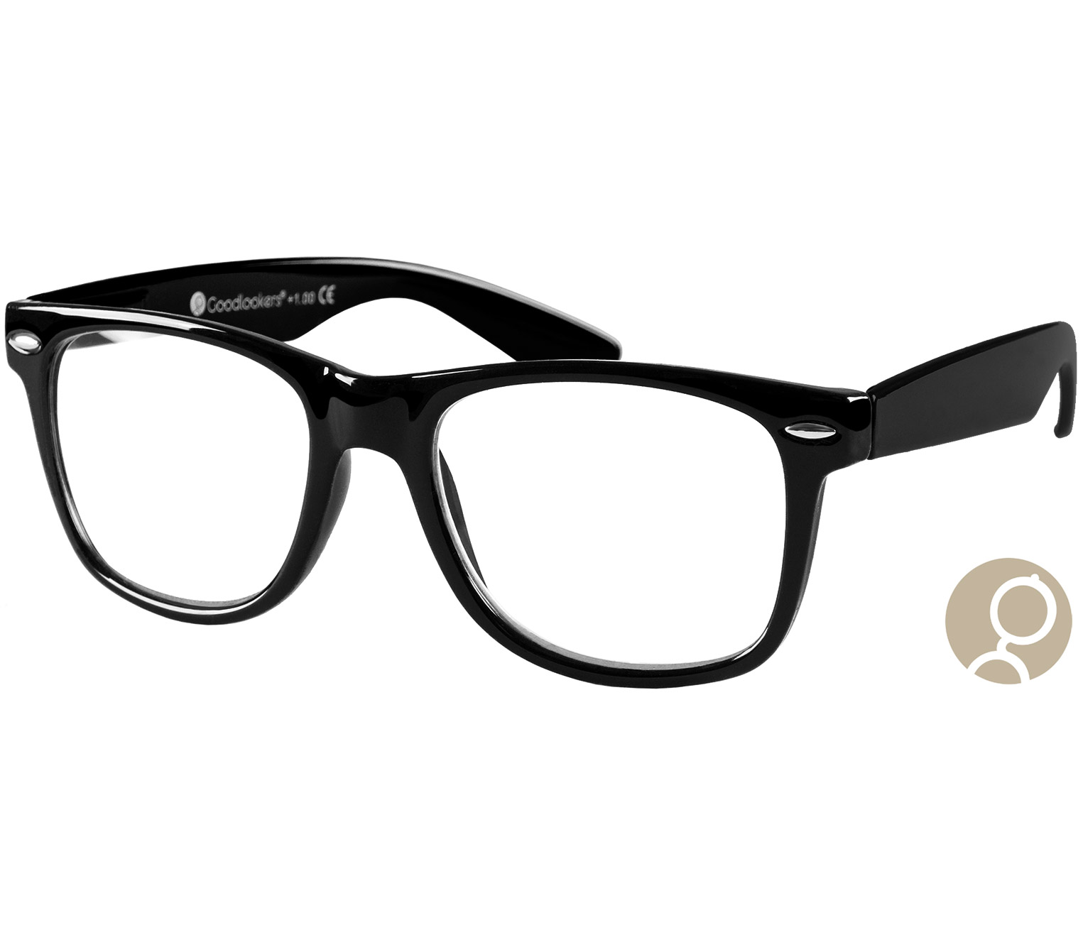 Main Image (Angle) - Billi Big (Black) Retro Reading Glasses