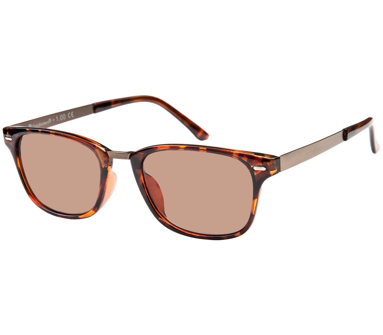 Main Image (Angle) - Frankie (Tortoiseshell) Retro Sun Readers