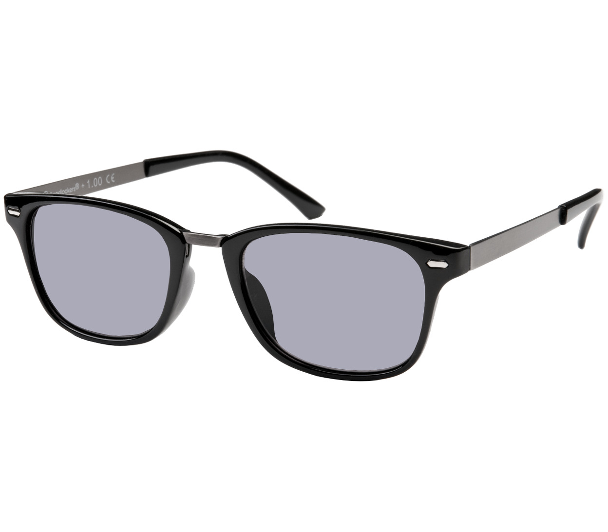 Main Image (Angle) - Frankie (Black) Retro Sun Readers