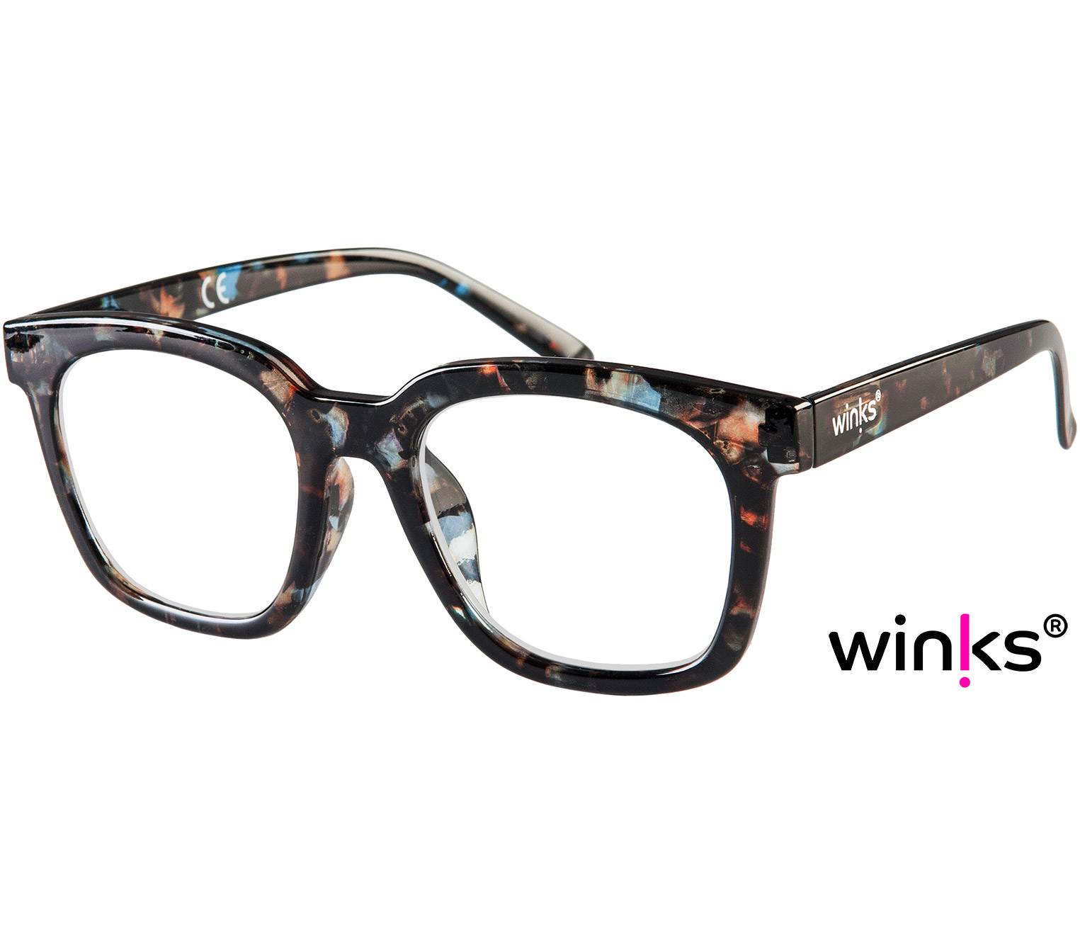 Main Image (Angle) - Toast (Grey Tortoise) Retro Reading Glasses