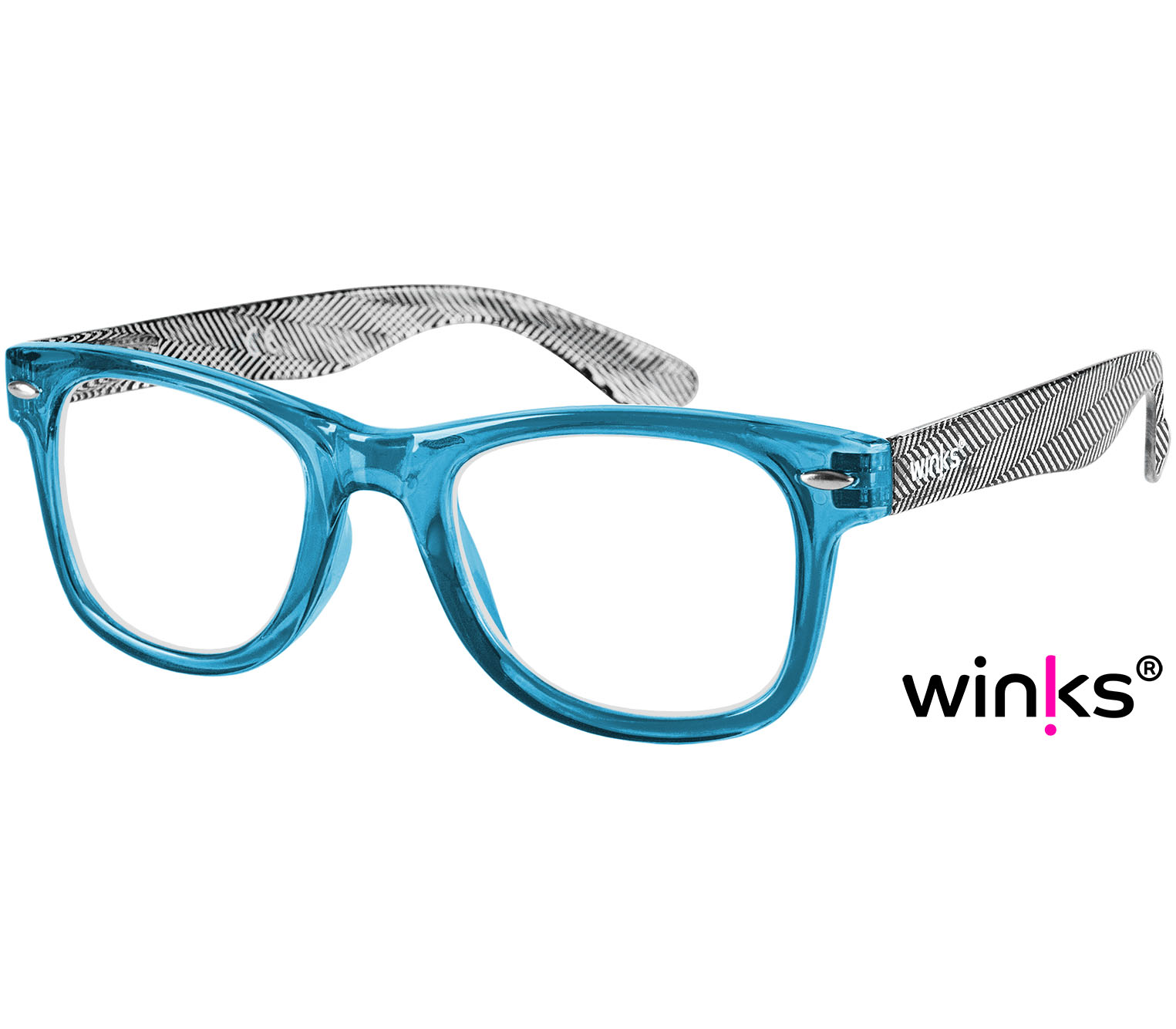 Main Image (Angle) - Henley (Blue) Retro Reading Glasses
