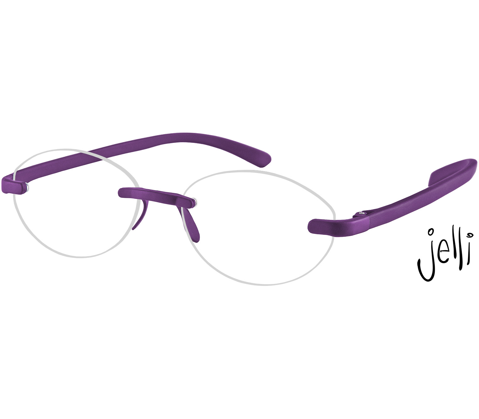 Main Image (Angle) - Jelli Solo (Purple) Rimless Reading Glasses