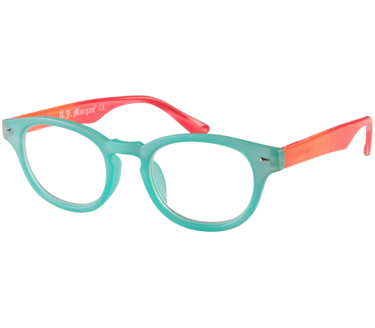 Main Image (Angle) - Big Fun (Turquoise) Retro Reading Glasses