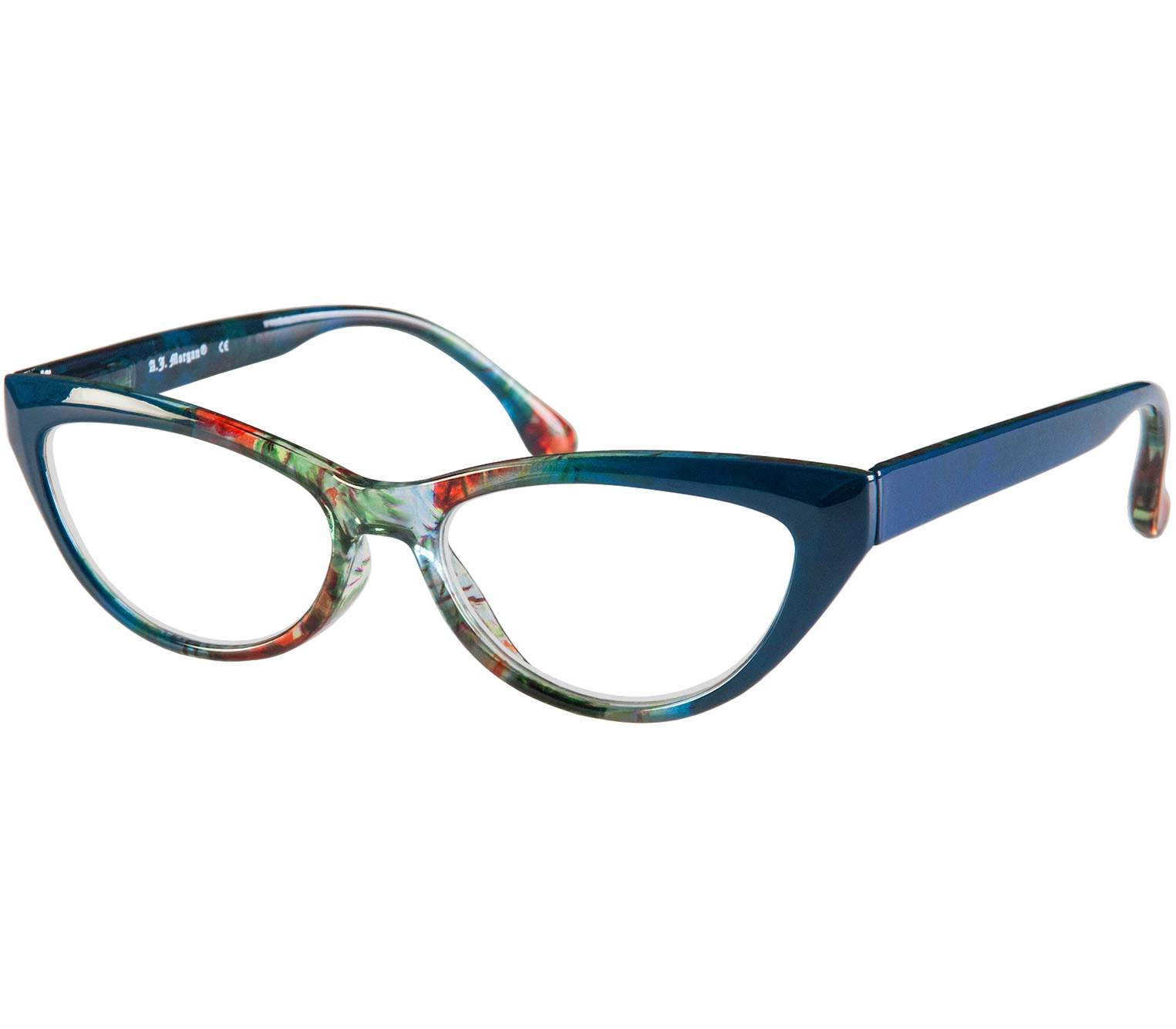 Main Image (Angle) - Mardi Gras (Blue) Cat Eye Reading Glasses