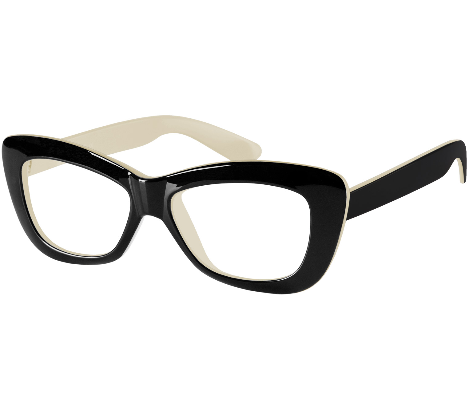 Main Image (Angle) - Crushed (Black) Cat Eye Reading Glasses