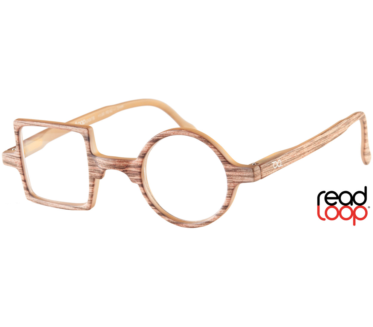 Main Image (Angle) - Patchwork (Wood Effect) Retro Reading Glasses