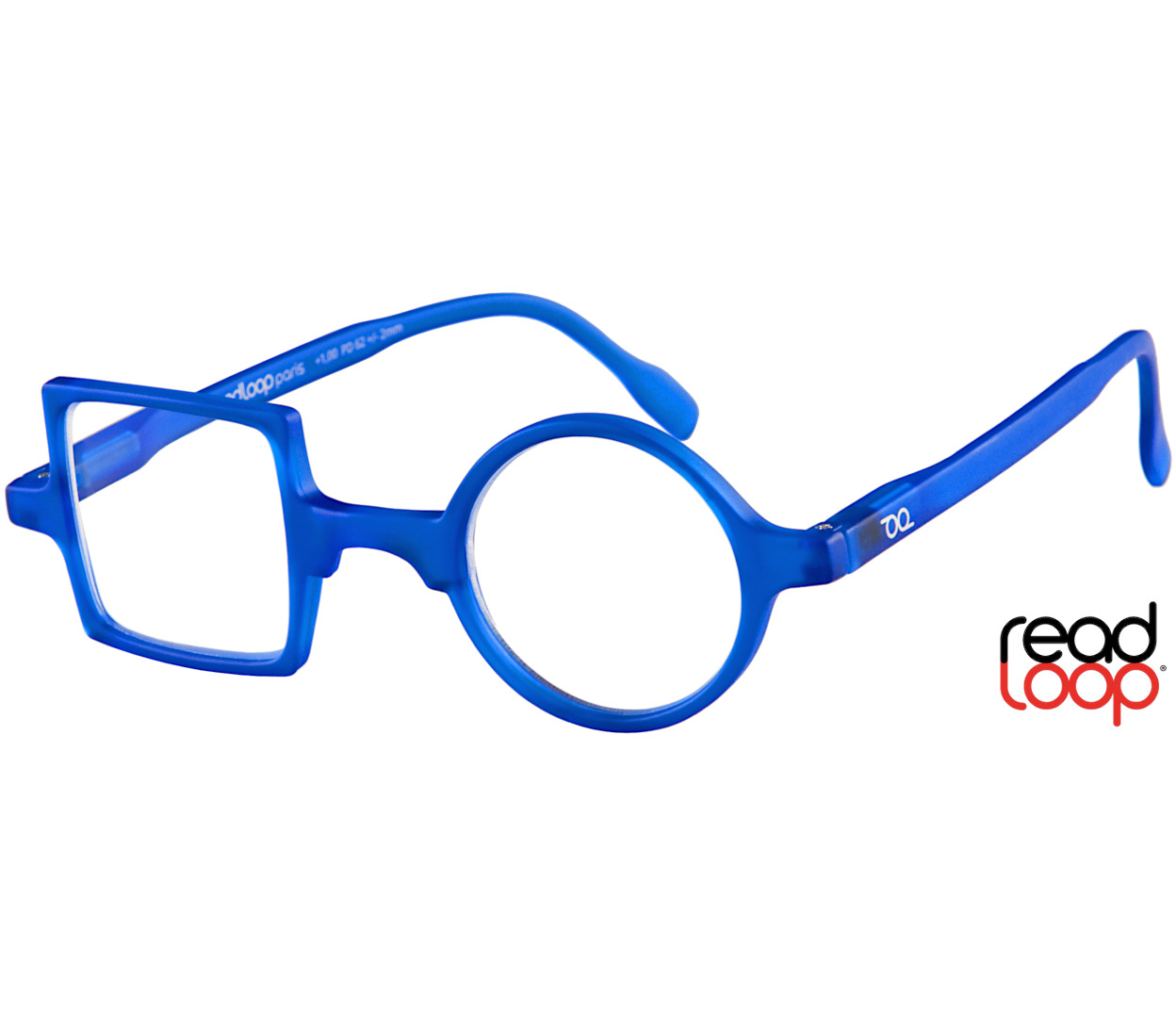Main Image (Angle) - Patchwork (Blue) Retro Reading Glasses