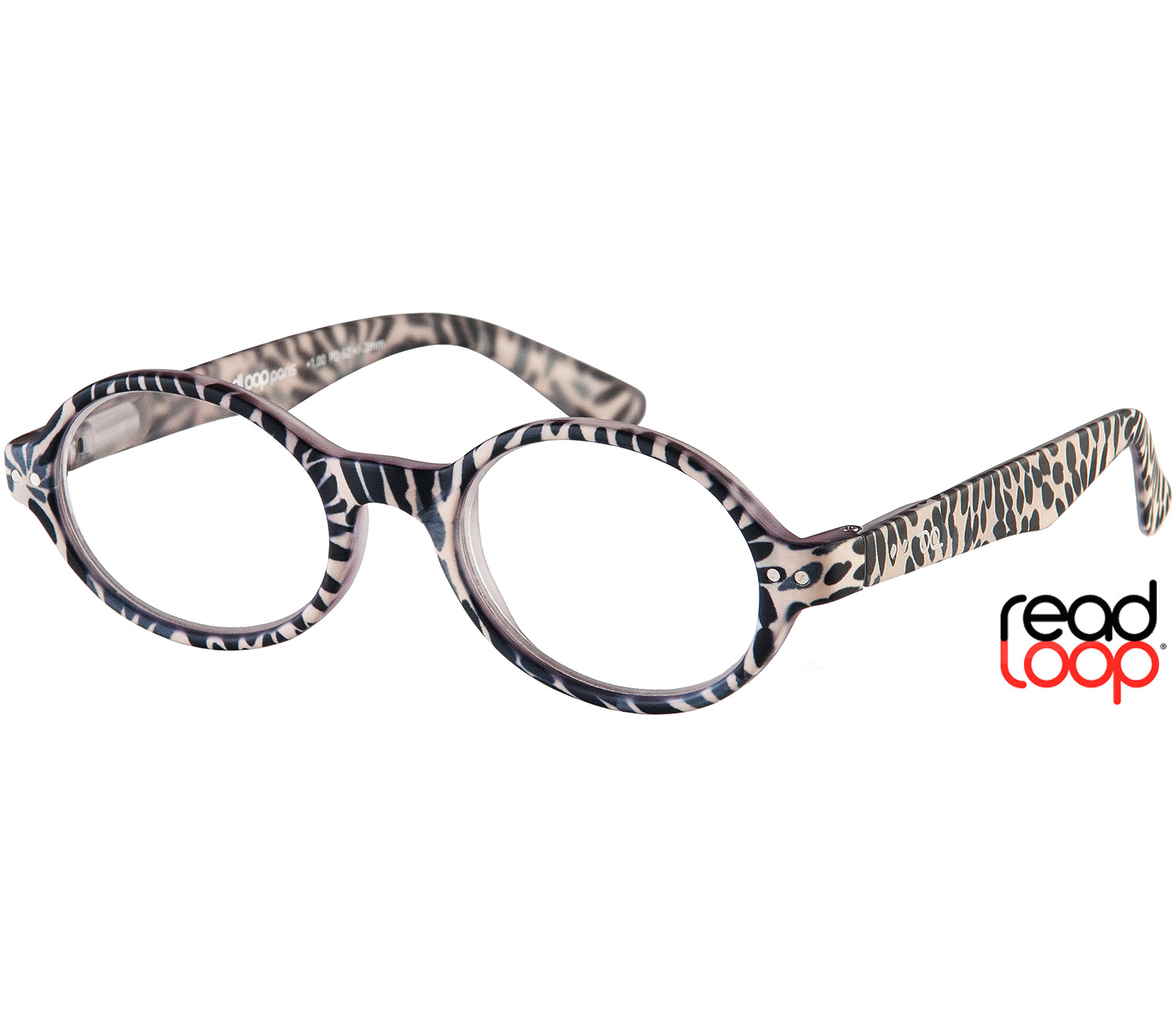 Main Image (Angle) - Wild (Zebra) Retro Reading Glasses