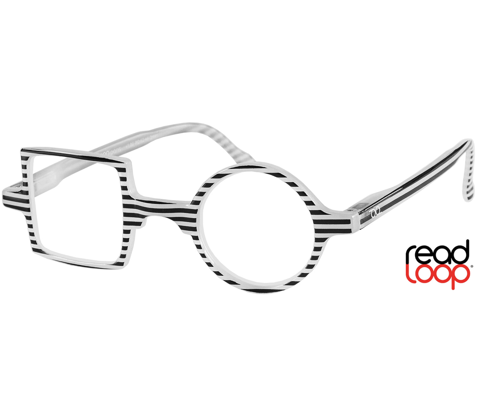 Main Image (Angle) - Patchwork (Monochrome) Retro Reading Glasses