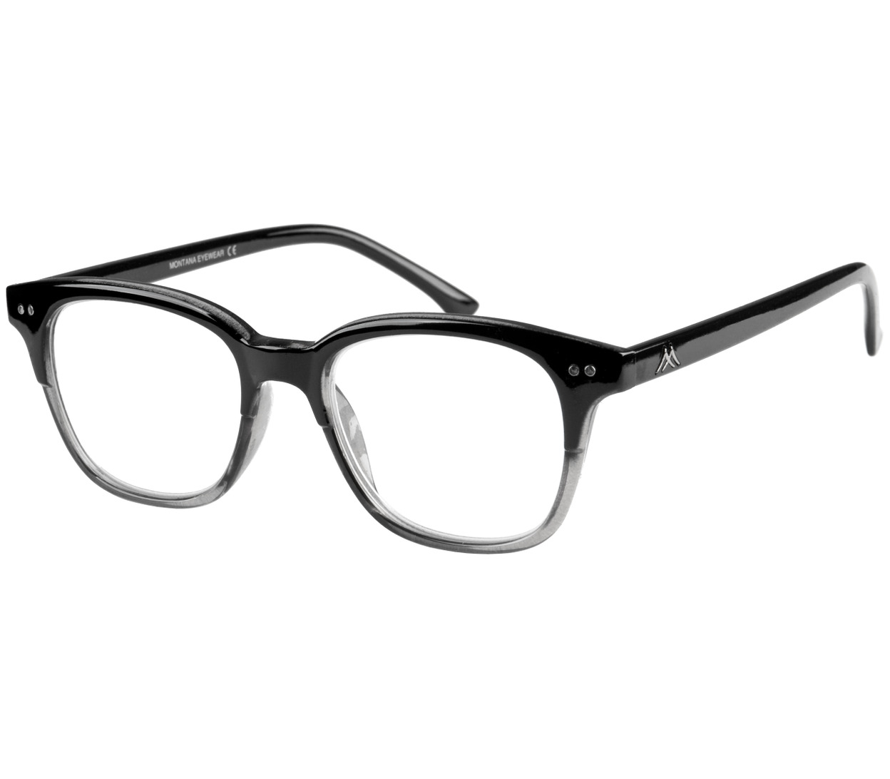 Main Image (Angle) - Clark (Black) Retro Reading Glasses