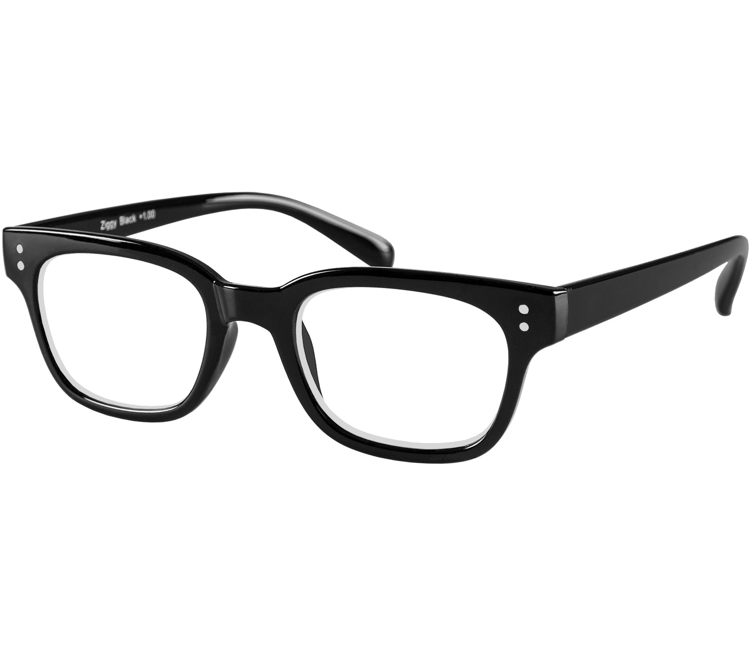 Main Image (Angle) - Ziggy (Black) Retro Reading Glasses