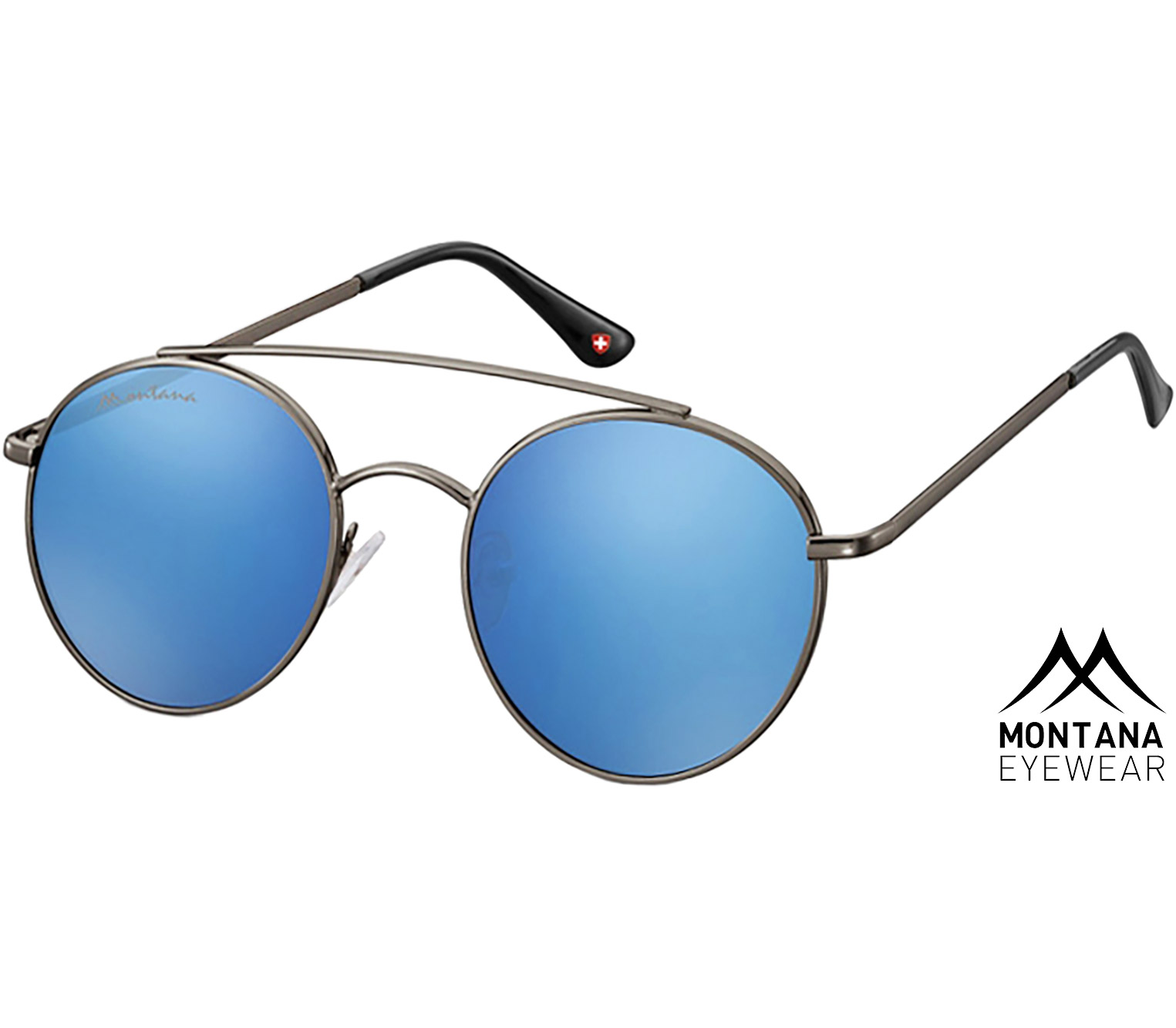Main Image (Angle) - Brandon (Gunmetal) Retro Sunglasses