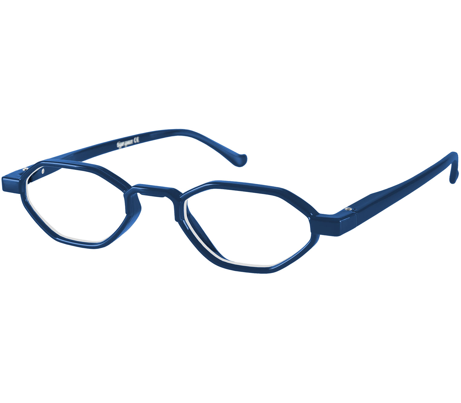 Main Image (Angle) - Quincy (Blue) Retro Reading Glasses