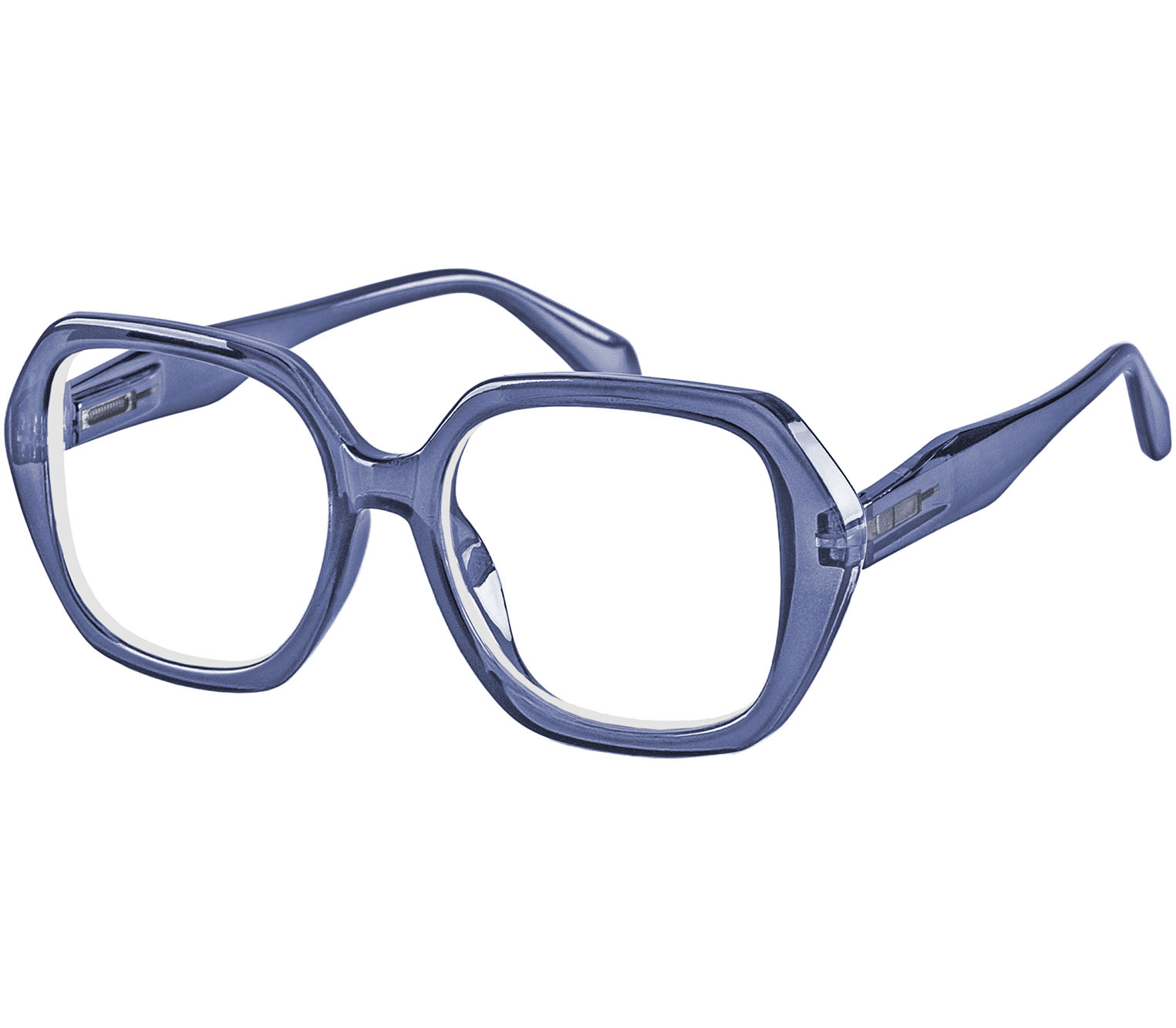 Hampton (Blue) oversized retro reading glasses in glossy blue with a chunky square frame shape.