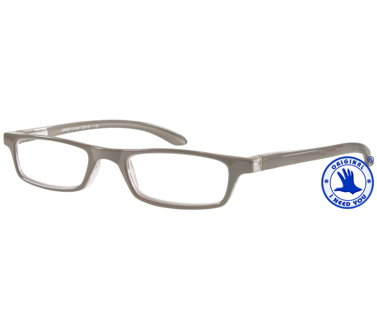 Main Image (Angle) - Zipper (Grey) Classic Reading Glasses