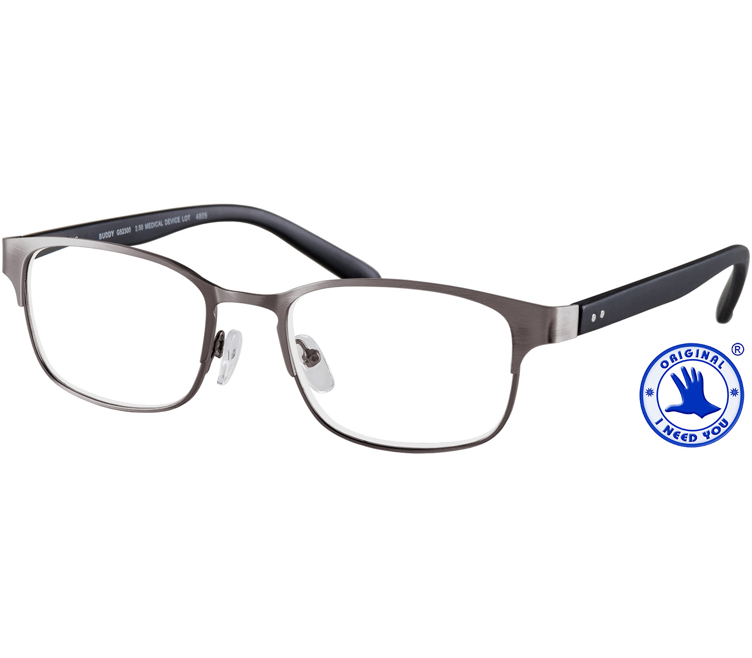 Main Image (Angle) - Buddy (Gunmetal) Retro Reading Glasses