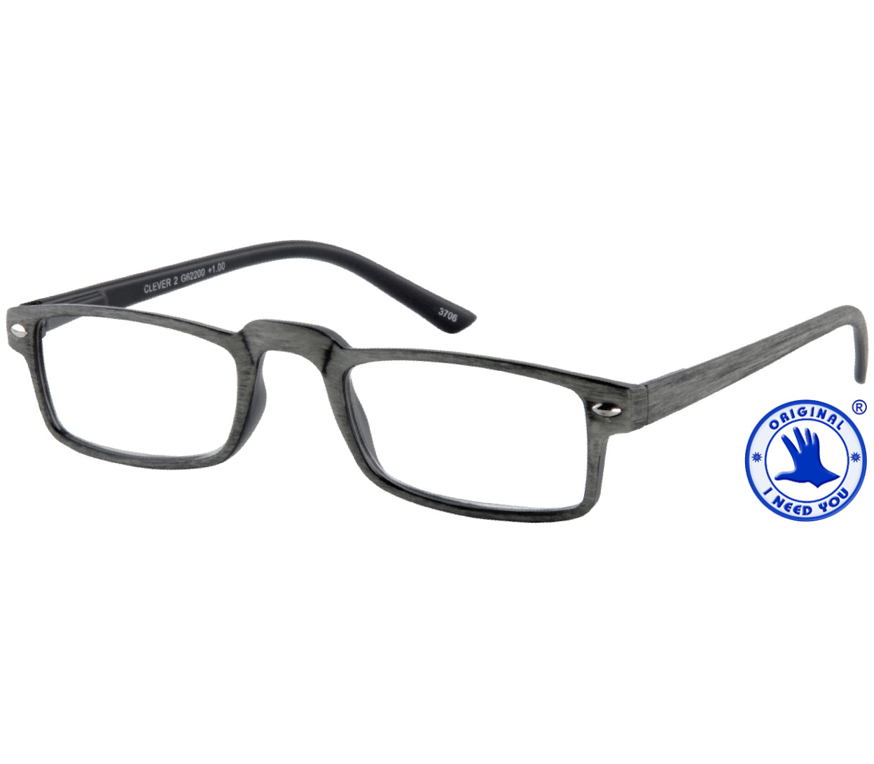Main Image (Angle) - Clever (Grey) Classic Reading Glasses