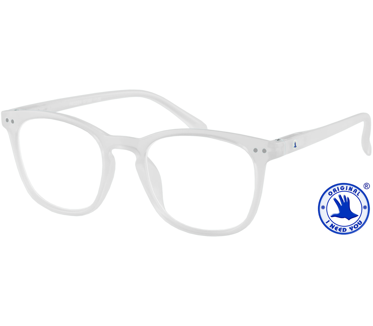 Main Image (Angle) - Frozen (Clear) Retro Reading Glasses
