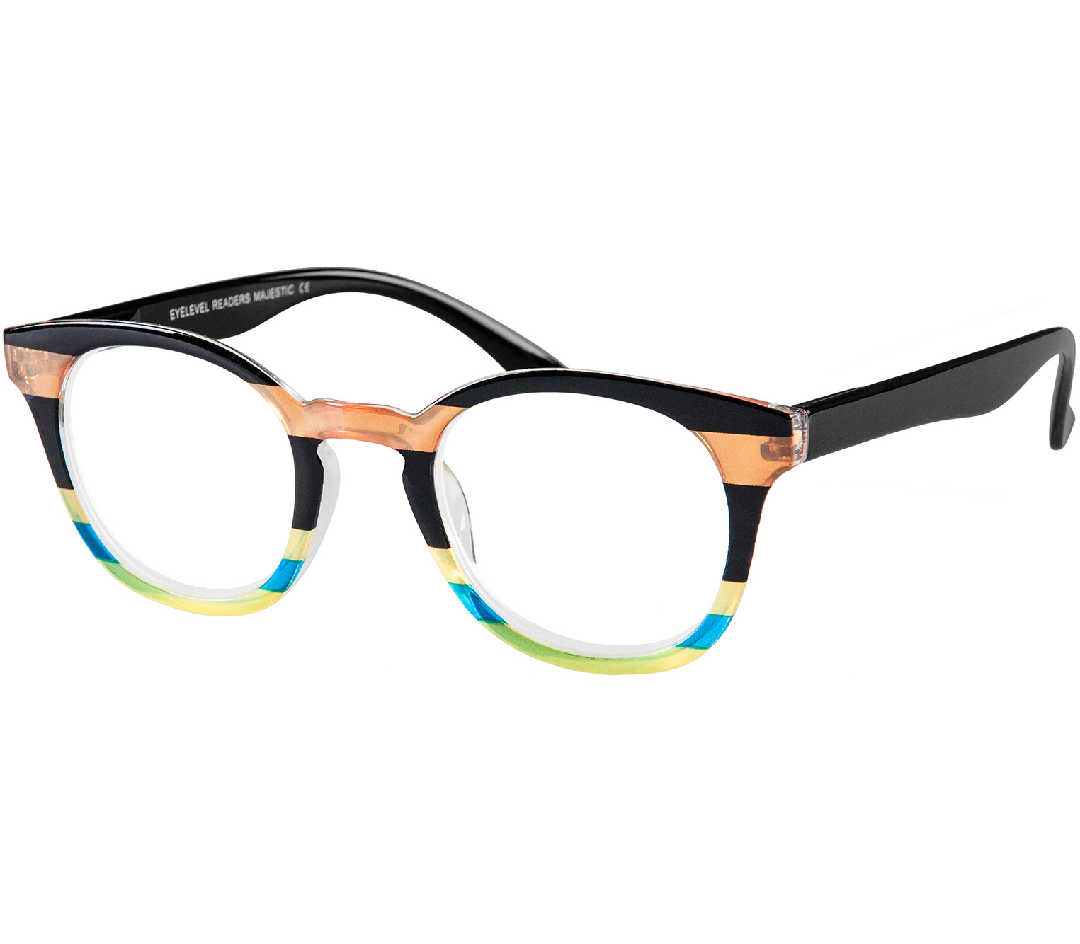 Main Image (Angle) - Majestic (Multi-coloured) Retro Reading Glasses
